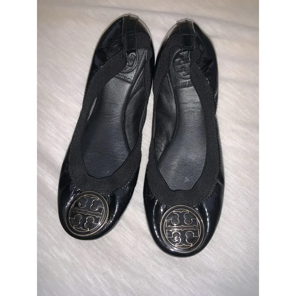 Tory Burch Caroline Black Patent Women’s Black Leather Ballet Flats Size 5